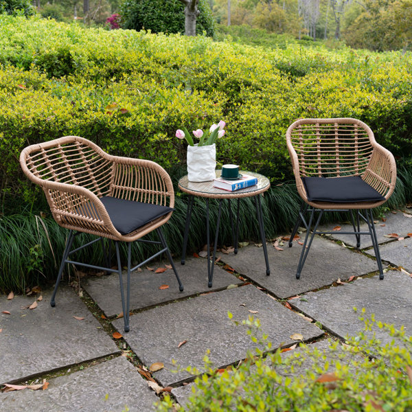 Corrigan Studio® Wicker/rattan 2 Person Seating Group With Cushions